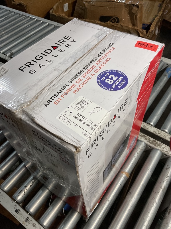 Photo 1 of ** FOR PARTS ONLY, NON FUNCTIONAL *** Frigidaire, Countertop Artisanal Sphere Ice Machine, Transparent Window, Gourmet Ice Maker, 82 Sphere per Day Capacity, Auto Self Cleaning Ice Making Machine - 16.75" D x 11.75" W x 20.25" H (White)