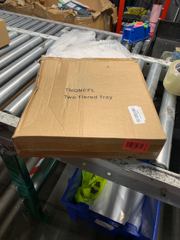 Photo 1 of (item sold for parts)(incomplete) TNQNCFL Rustic 2 Tiered Tray Decor, Coffee Color, Wooden Material, Round Shape