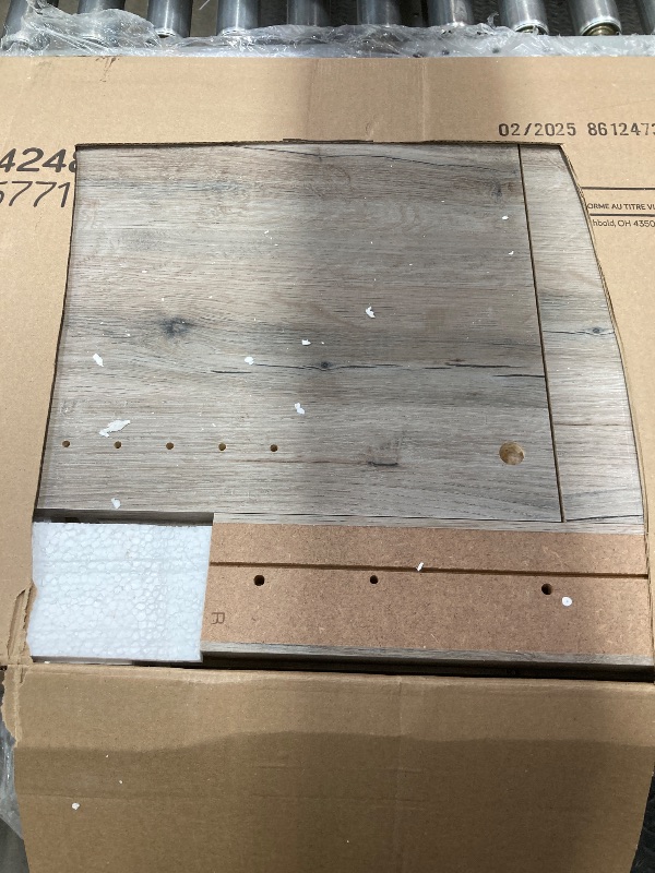 Photo 1 of ***(MISSING PARTS -SELLING AS IS)*** Sauder Palladia Corner TV Stand Console Entertainment Credenza, in Split Oak ***(BOX RIPPED/TORN)***