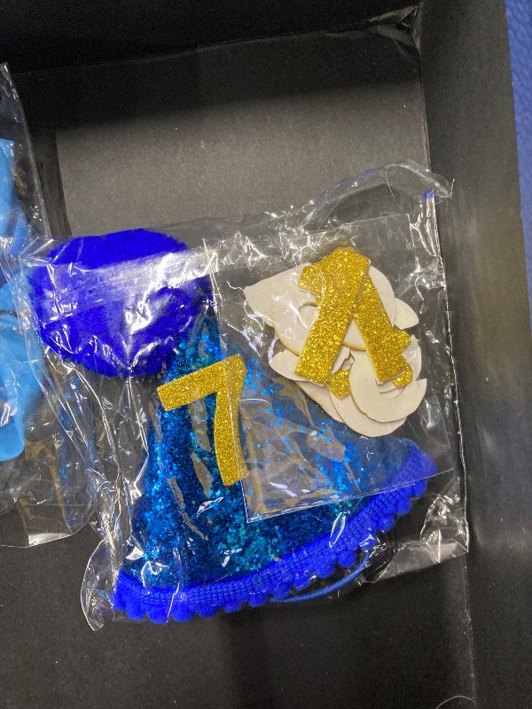 Photo 1 of ***(MISSING PIECES -SELLING AS IS)*** 
Round Funny7 Pcs Dog Birthday Party Supplies Set Birthday Toys Cake Teething Squeak Interactive Decorations with Box for Puppy Small Medium Dog (Blue)