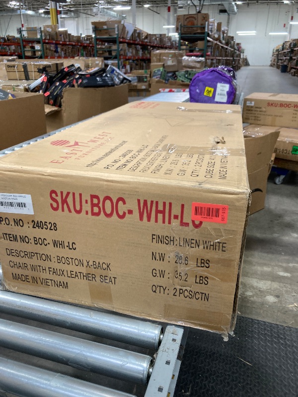 Photo 1 of  Boston X-Back Chair for Dining Room with Faux Leather Seat - White - Set of 2