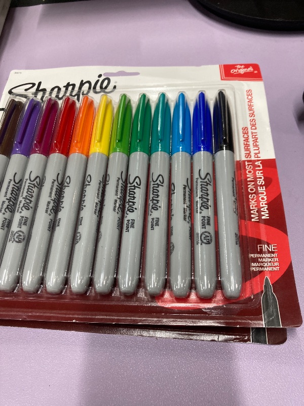 Photo 1 of **2 PAK**Sharpie Permanent Markers Quick Drying And Fade Resistant Fine Tip Marker Set For Wood Plastic Paper Metal And More Drawing Coloring And Poster Marker Assorted Colors 12 Count