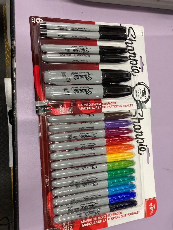Photo 1 of **2 PAK **Sharpie Permanent Markers Quick Drying And Fade Resistant Fine Tip Marker Set For Wood Plastic Paper Metal And More Drawing Coloring And Poster Marker Assorted Colors 12 Count