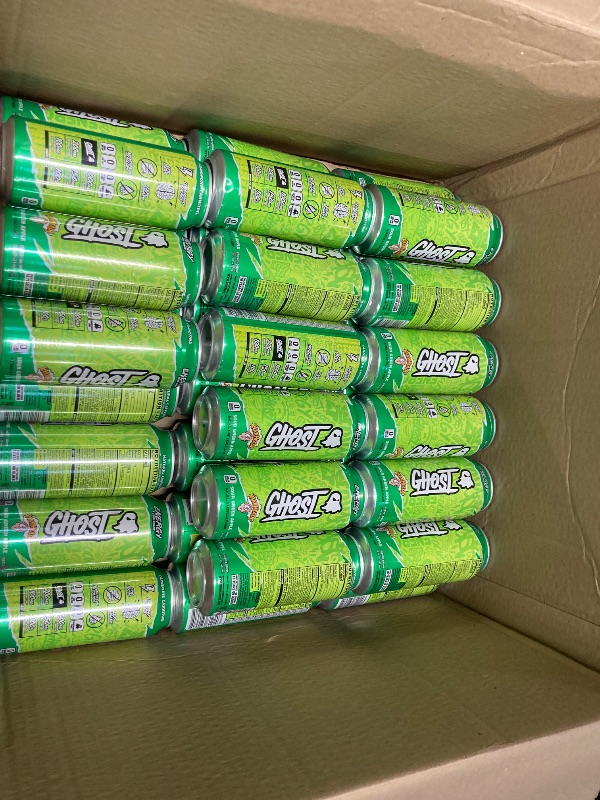Photo 1 of **36 **GHOST Energy Drink - Single Can, Warheads Sour Green Apple 16oz - Energy & Focus & No Artificial Colors - 200mg Natural Caffeine, L-Carnitine & Taurine - Gluten-Free & Vegan