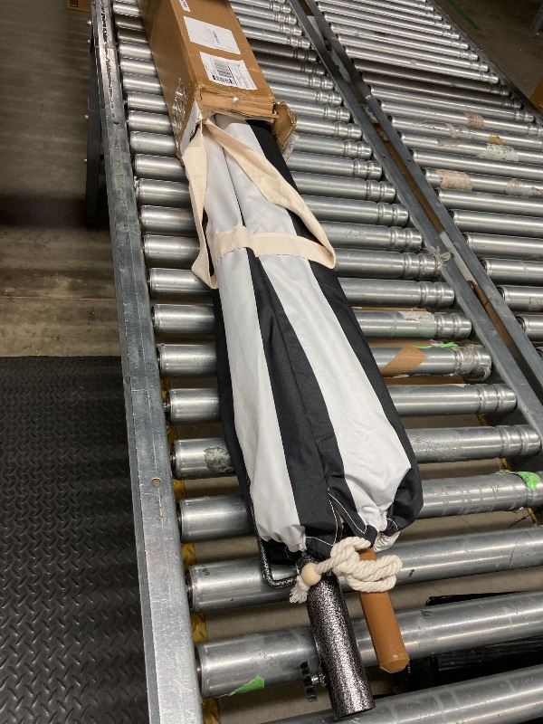 Photo 1 of **The description and photo are for reference only.**AMMSUN 7.5ft Heavy Duty HIGH Wind Beach Umbrella Commercial Grade Patio Beach Umbrella with Air Vent Ash Wood Pole & Carry Bag UPF50+ Protection Navy