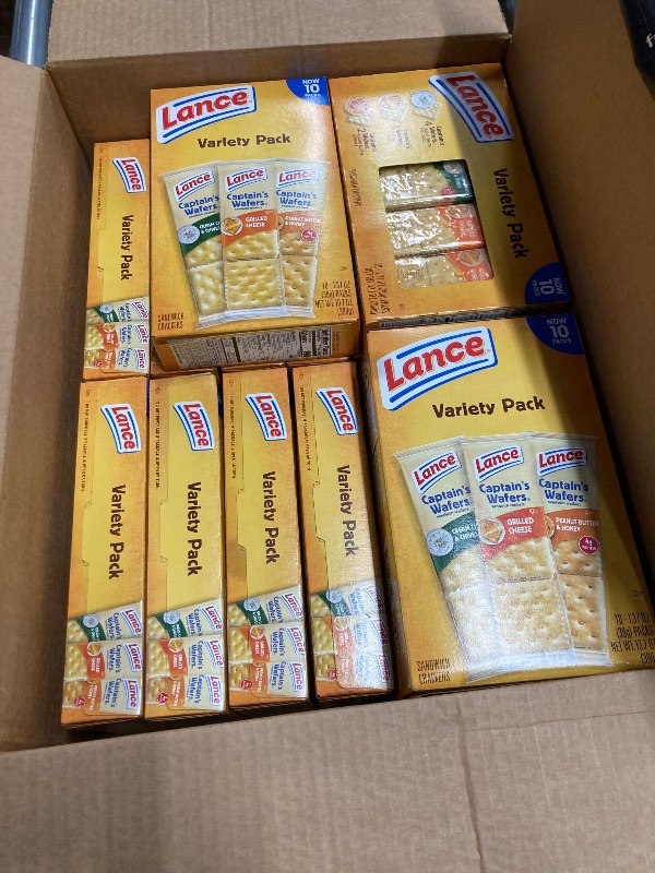 Photo 1 of **174 BOXES**Lance Sandwich Crackers, Captain's Wafers, Variety Pack, 10 Individual Packs, 6 Sandwiches Each