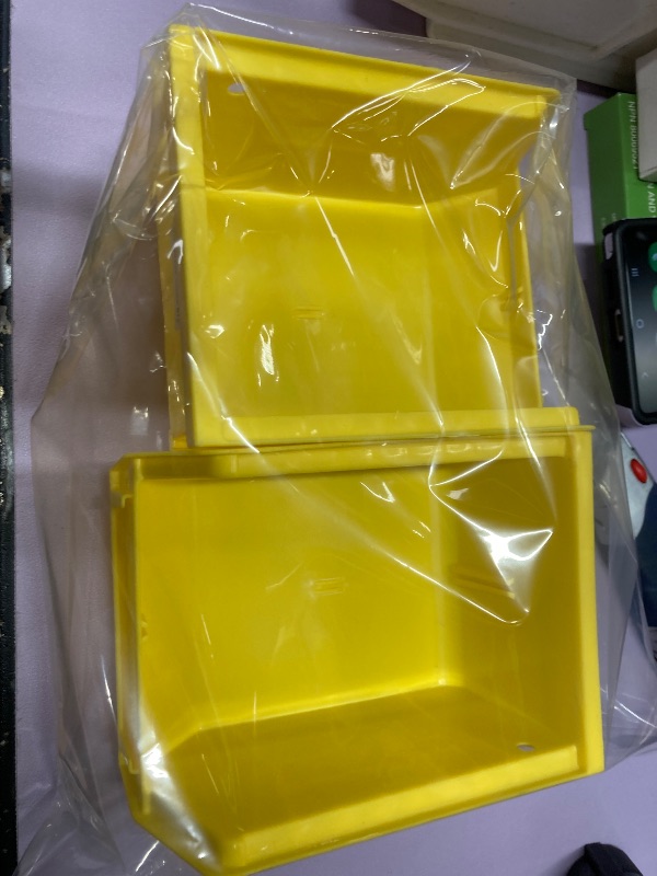 Photo 1 of **2 PIECES**Hudson Exchange 5-1/2" x 4" x 3" Plastic Stackable Storage Bin and Hanging Container, Yellow