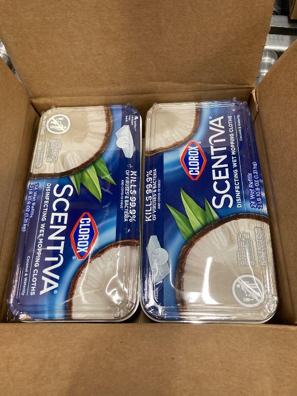 View 2 of **2 PAK **Clorox Scentiva Disinfecting Wet Mopping Cloths, Coconut and Waterlily, 24 Refills (Pack May Vary)