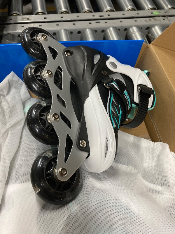 Photo 1 of 2PM SPORTS Cytia Pink Girls Adjustable Illuminating Inline Skates with Light up Wheels, Fun Flashing Beginner Roller Skates for Kids (Mint, Medium - Big Kid (13C-3 US))