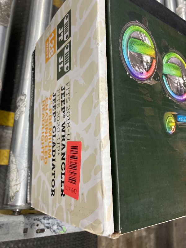 Photo 1 of ***PLASTIC COVER INSIDE ONE LIGHT IS OFF AS IN PICTURES***Metra - 9" Premium Chasing LED Headlights - Fits select Jeeps® (JP-901RGBKT)***PLASTIC COVER INSIDE ONE LIGHT IS OFF AS IN PICTURES***