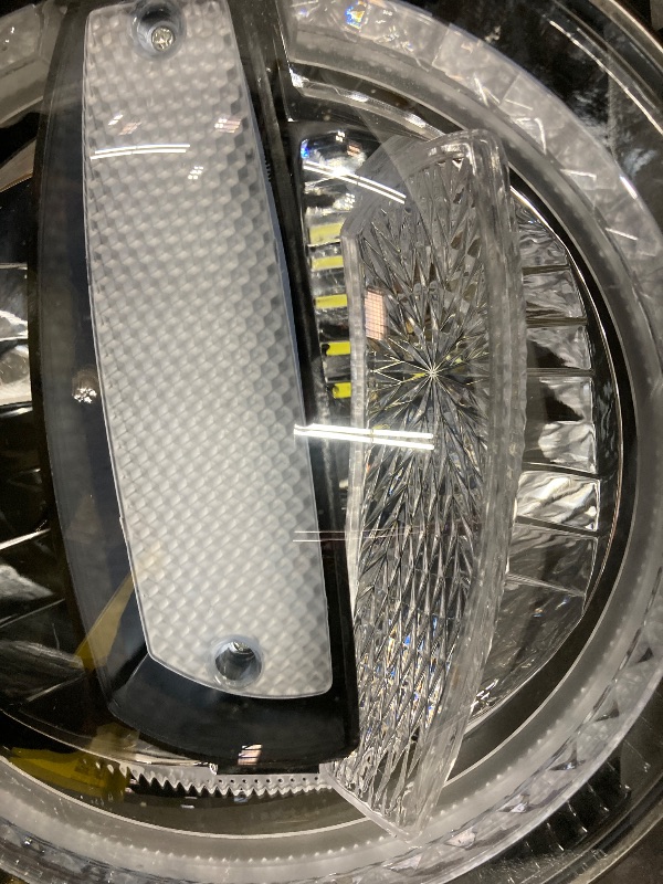 Photo 1 of ***PLASTIC COVER INSIDE ONE LIGHT IS OFF AS IN PICTURES***Metra - 9" Premium Chasing LED Headlights - Fits select Jeeps® (JP-901RGBKT)***PLASTIC COVER INSIDE ONE LIGHT IS OFF AS IN PICTURES***