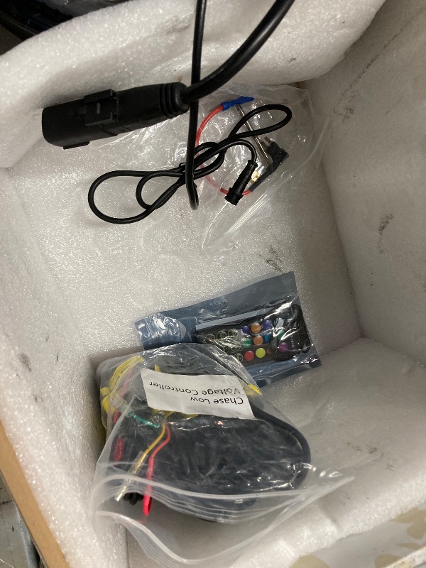 Photo 1 of ***PLASTIC COVER INSIDE ONE LIGHT IS OFF AS IN PICTURES***Metra - 9" Premium Chasing LED Headlights - Fits select Jeeps® (JP-901RGBKT)***PLASTIC COVER INSIDE ONE LIGHT IS OFF AS IN PICTURES***