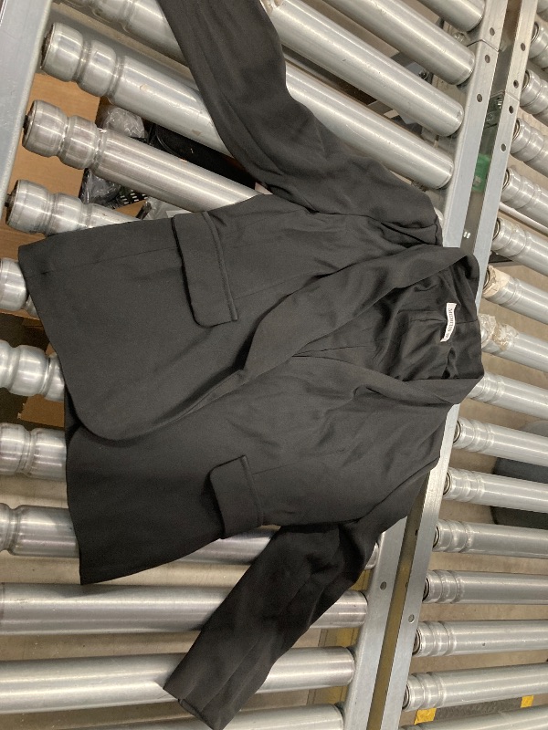 Photo 1 of ***SEAM UNSEWED INSIDE ON LINER AT SHOLDERS***Mebius Girls Blazer Jacket Shawl Collar Long Sleeve Formal Blazers Open Front Suit Jackets Solid Color Outerwear Kids Black 8Y***12.5" ACROSS BACK SHOULDERS***