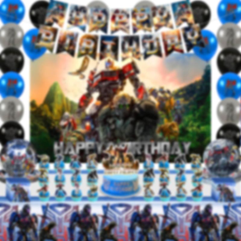 Photo 1 of 118PCS Cartoon Robot Birthday Party Decoration - Cartoon Robot Birthday Party Supplies, Includes Tableware and Decor wtih Banner, Balloon, Cake & Cupcake Topper, Plates, Napkins, Tablecloth, Backdrop
