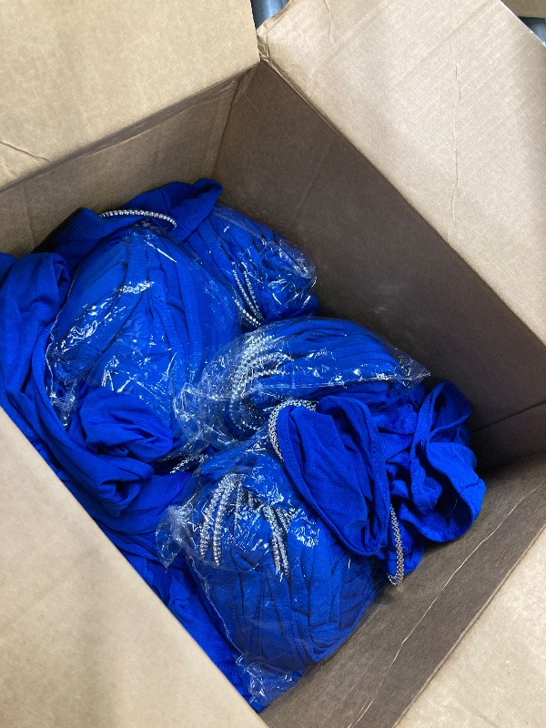 Photo 1 of 100 PCS Spandex Chair Sashes Bands Stretch Chair Ties Bows with Buckle Slider for Wedding Party Banquet Decoration?Blue?