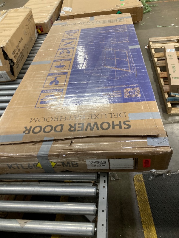 Photo 1 of ***(PARTS ONLY- INCOMPLETE SELLING AS IS )*** GETPRO Shower Door Double Sliding 57-60 in. W x 72 in. H Semi-Frameless Bypass Bathroom Glass Shower Sliding Doors,1/4 inch Clear Tempered Glass Door for Walk-in Shower Matte Black  ***BOX/RIPPED/TORN***