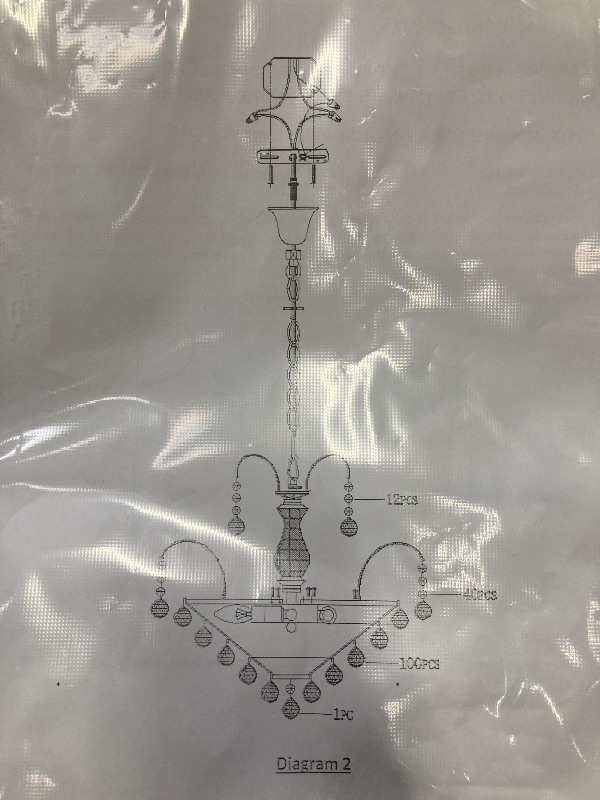 Photo 1 of ***(PARTS-MISSING SELLING AS IS)***   WUZUPS Crystal Chandelier Pendant Flush mount Ceiling Light Modern Lighting Fixture for Bedroom Hallway Bar Kitchen Bathroom, H 17.3" x W 18.9", Gold, E12 Base  
***(BOX RIPPED/TORN)***ORIGINAL STOCK PHOTO NOT AVAILAB