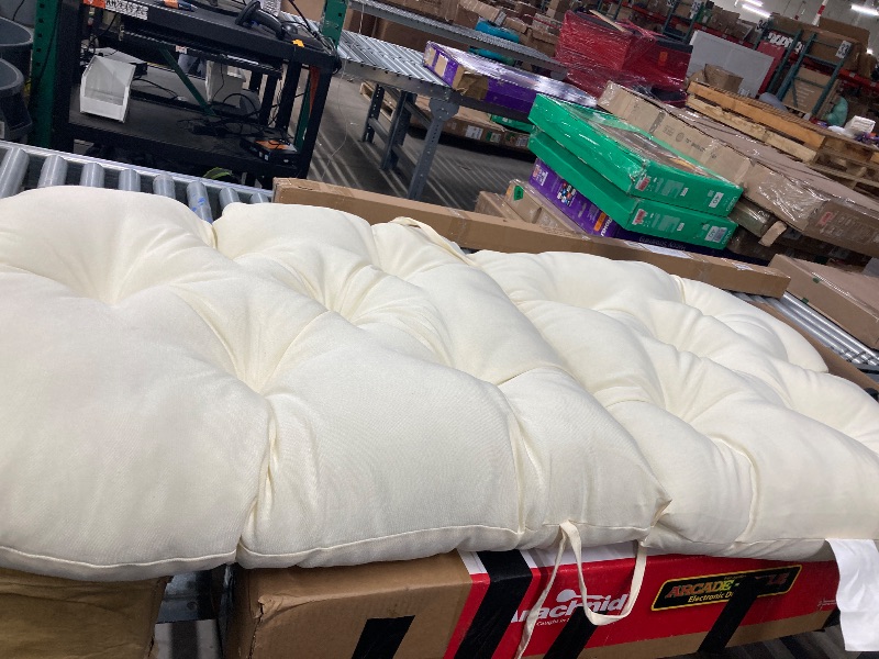 Photo 1 of ? Bench Cushion Patio Loveseat – Thick Outdoor 44" x 19" Seat Pad for Porch Swing, Garden, Deck, Balcony, RV, Indoor & Outdoor Benches – Durable, Stylish & Comfortable with Ties ????, Cream
