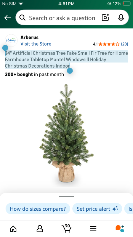 Photo 1 of 24" Artificial Christmas Tree Fake Small Fir Tree for Home Farmhouse Tabletop Mantel Windowsill Holiday Christmas Decorations Indoor