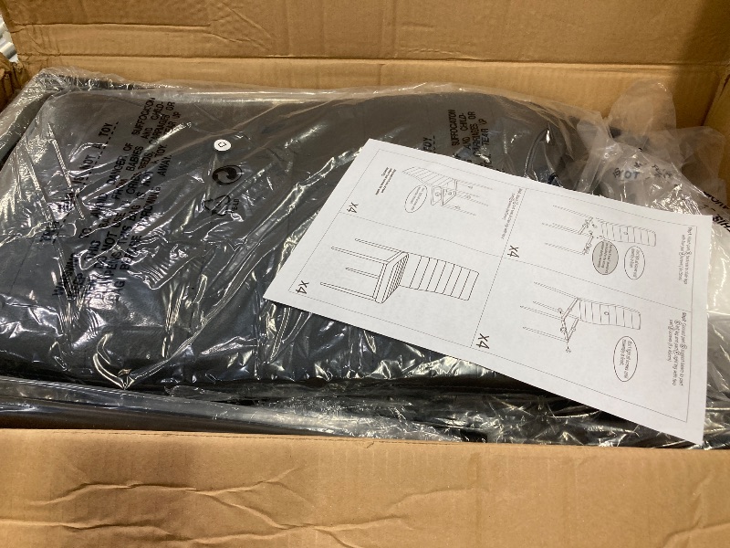 Photo 1 of ****PARTIAL SET, BOX 2 ONLY ****** FDW | 5-Piece Dining Table Set | Black | Glass Kitchen Table with 4 Upholstered Chairs and Faux Leather Cushions | Space-Saving and Modern Design | for Dining Room, Easy to Assemble