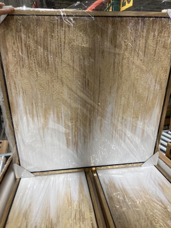 Photo 1 of Deco 79 Canvas Geode Ombre Framed Wall Art with Gold Frame, Set of 3 32", 16", 16" W, Gold
