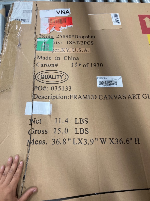 Photo 1 of Deco 79 Canvas Geode Ombre Framed Wall Art with Gold Frame, Set of 3 32", 16", 16" W, Gold
