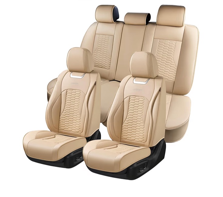 Photo 1 of 
Coverado Car Seat Covers Full Set, Nappa Leather Seat Covers for Cars, Waterproof Automotive Car Seat Covers Interior Accessories Universal Fit Most Sedans, SUVs, Pick-up Trucks(Beige)