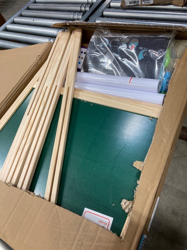 View 2 of ***2 LEGS ARE BROKEN***JOYOOSS Kids Wooden Easel with Paper Roll - Adjustable Magnetic Double Sided Drawing Board Whiteboard & Chalkboard Dry Easel Board,Children Art Easel for 3~12 Years Kids Boys Girls Painting Drawing***2 LEGS ARE BROKEN**