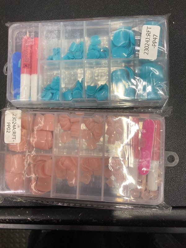 Photo 1 of ***2 PACKS INCLUDED*** Short Press on Toenails, 240Pcs X 2 Square Sky Blue Fake Toes Nails AND FAKE PINK TOENAILS Kit Full Cover Glossy False Toenail Press ons Solid Color Acrylic Glue on Toenails for Women Girls***2 PACKS INCLUDED***