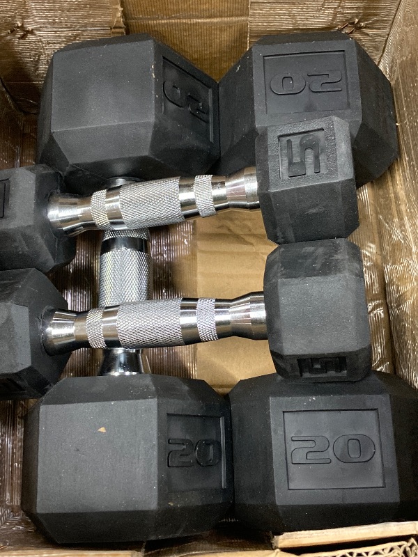 Photo 1 of ***(MISSING PARTS INCOMPLETE SET-SELLING AS IS ONLY)*** CAP Barbell  Rubber Coated Hex Dumbbell Hand Weight Set with Vertical Storage Rack - Chrome Handle | Black Rack