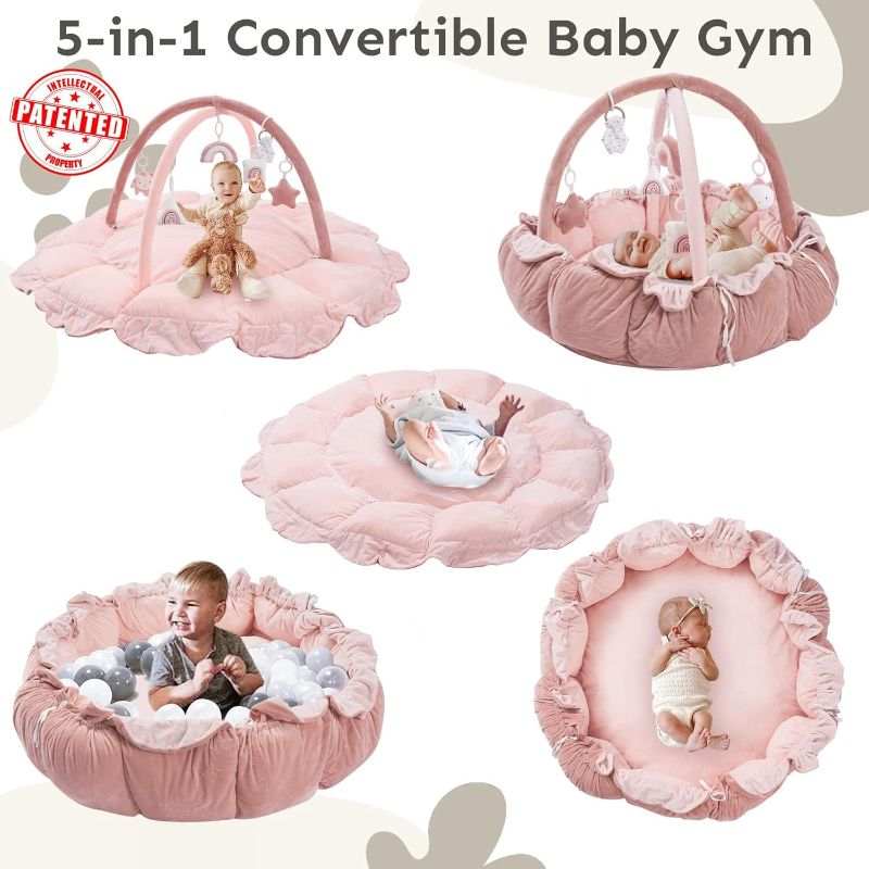 Photo 1 of
5-in-1 Thick & Plush Baby Play Gym, Baby Play Mats for Floor, Tummy Time Mat with 6 Toys, Convertible Stage-Based Developmental from Babies to Toddlers,...