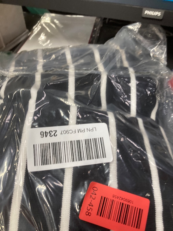 Photo 1 of ***The model may vary***
MEROKEETY Women's 2024 Fall Knit Striped Long Sleeve Sweater Open Front Button Down Cardigan, Black, XL