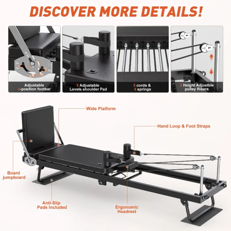 Photo 1 of Foldable Pilates Reformer Machine for Home Gym,Balanced Body Pilates Exercise Equipment with Jump Board