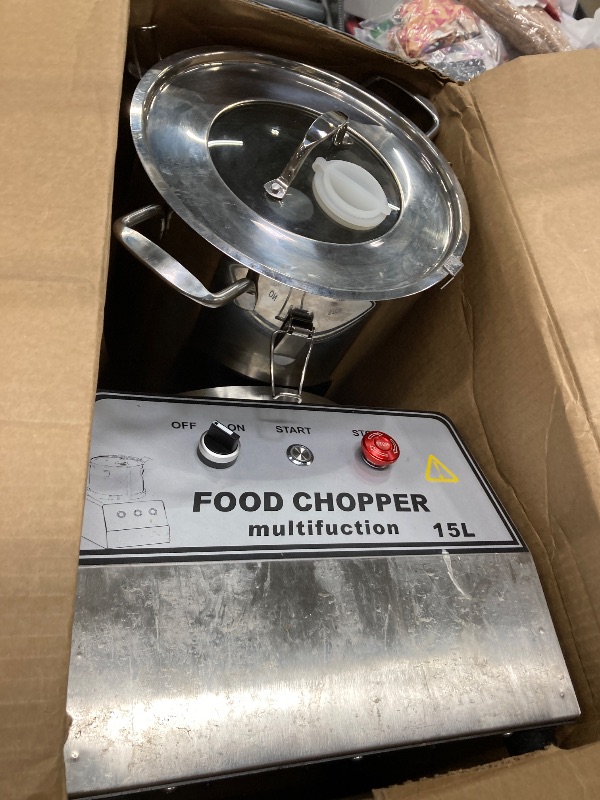 Photo 1 of ****dirty***16 Quart Commercial Food Processor, Electric Combination Chopper Meat & Vegetable Grinder, Multi-Functional Stainless Steel Food Processor w/Gloves, 110V/1400W for Fruit, Grains, Nuts Shredding(15L)