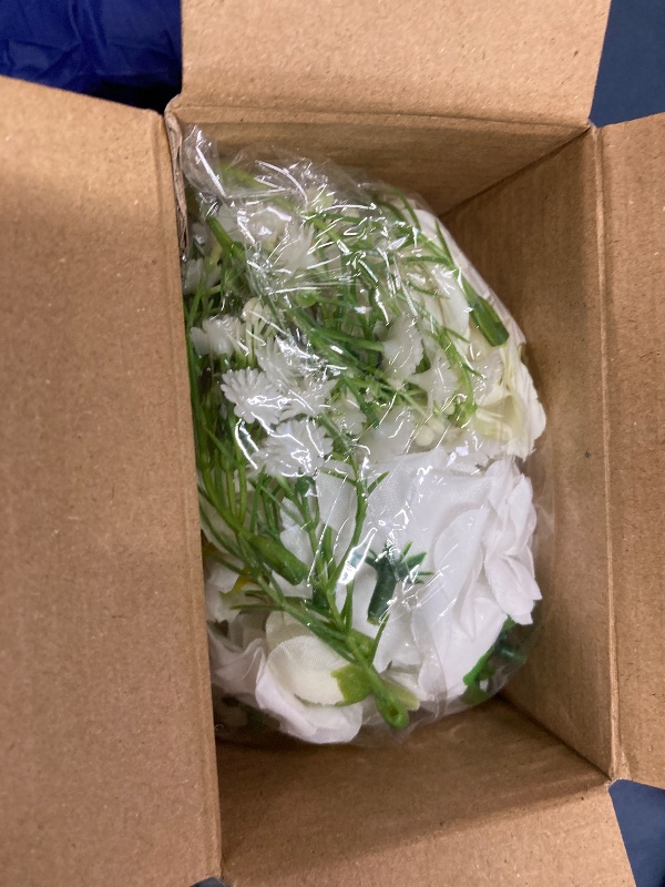 Photo 1 of 100 PCS Fake Flower Heads Mini Artificial Flowe Heads Bulk Silk Faux Flower for Crafts Cake Blossom Wreath Garland Bouquets for Crafts Wedding Bridal Party Baby Shower Home Decoration (White)