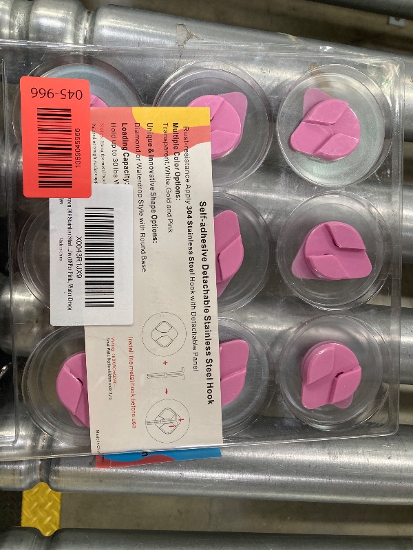 Photo 1 of ***HOOKS MISSING**ONLY ADHESIVE PORTION IS INCLUDED***evron 304 Stainless Steel Wall Hooks, Self Adhesive Utility Hooks for Hanging Heavy Duty 30lbs (18Pcs Pink, Water-Drop)***HOOKS MISSING**ONLY ADHESIVE PORTION IS INCLUDED***
