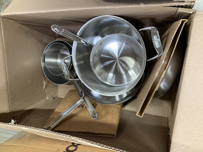 View 4 of ***2 FRYING PANS, 1 SAUCEPAN, 3 POTS & 2 LIDS INCLUDED***All-Clad D5 Brushed 5 Ply Stainless Steel Cookware Set 10 Piece w/ Frying Pans, Pots and Pans Set, Induction, Oven Broiler Safe 600F, Silver***3 FRYING PANS, 3 POTS & 2 LIDS INCLUDED**