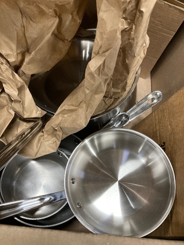 View 2 of ***2 FRYING PANS, 1 SAUCEPAN, 3 POTS & 2 LIDS INCLUDED***All-Clad D5 Brushed 5 Ply Stainless Steel Cookware Set 10 Piece w/ Frying Pans, Pots and Pans Set, Induction, Oven Broiler Safe 600F, Silver***3 FRYING PANS, 3 POTS & 2 LIDS INCLUDED**