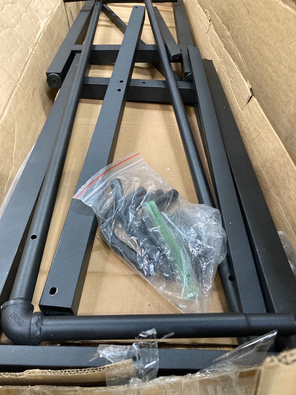 Photo 1 of ***MISSING INSTRUCTIONS***LITTLE TREE 63-Inch Industrial Bar Table with Metal Footrest, Counter Height Pub Table for Kitchen, Home Bar & Entertaining (Brown)***MISSING INSTRUCTIONS***