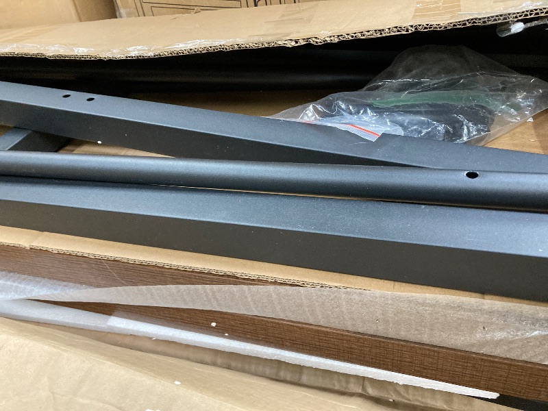 Photo 1 of ***MISSING INSTRUCTIONS***LITTLE TREE 63-Inch Industrial Bar Table with Metal Footrest, Counter Height Pub Table for Kitchen, Home Bar & Entertaining (Brown)***MISSING INSTRUCTIONS***