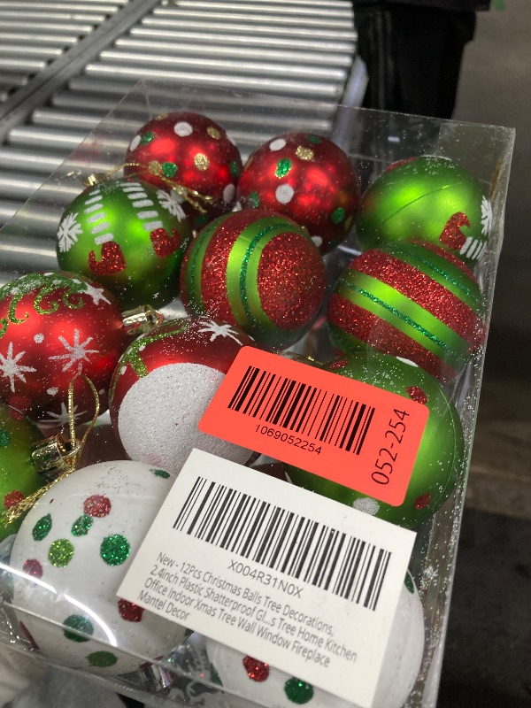 Photo 1 of 12Pcs Christmas Balls Tree Decorations, 2.4inch Plastic Shatterproof Glitter Hanging Ornaments for Christmas Tree Home Kitchen Office Indoor Xmas Tree Wall Window Fireplace Mantel Decor