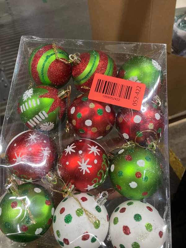 Photo 1 of 12Pcs Christmas Balls Tree Decorations, 2.4inch Plastic Shatterproof Glitter Hanging Ornaments for Christmas Tree Home Kitchen Office Indoor Xmas Tree Wall Window Fireplace Mantel Decor