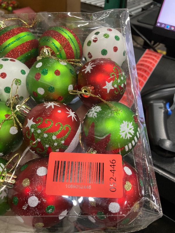 Photo 1 of 12Pcs Christmas Balls Tree Decorations, 2.4inch Plastic Shatterproof Glitter Hanging Ornaments for Christmas Tree Home Kitchen Office Indoor Xmas Tree Wall Window Fireplace Mantel Decor