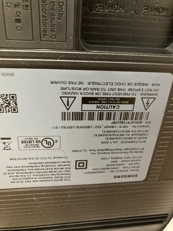 Photo 1 of **PARTS ONLY** Samsung 50-Inch Class Crystal UHD U8000F 4K Smart TV (2025 Model) Endless Free Content, Crystal Processor 4K, MetalStream Design, Knox Security, Alexa Built-in