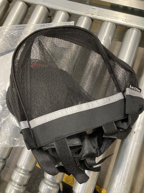 Photo 1 of ***(MISSING PARTS -SELLING AS IS)*** 
ANZOME Dog Bike Basket Cover, Breathable Mesh Pet Carrier Cover for Small Pets, Secure Velcro Straps, Reflective Safety Strip, Easy Install for Bicycle Front Basket 12.9”L×8.6”W (Basket Not Included)
