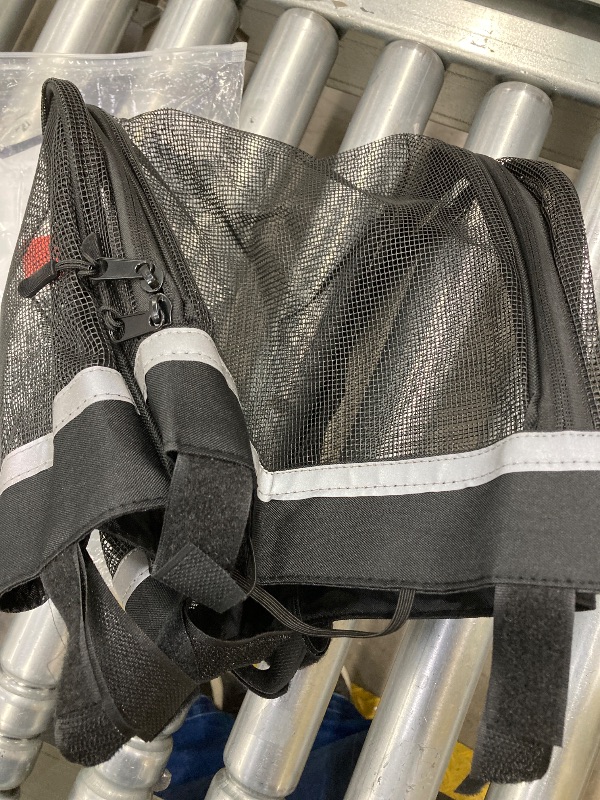Photo 1 of ***(MISSING PARTS -SELLING AS IS)*** 
ANZOME Dog Bike Basket Cover, Breathable Mesh Pet Carrier Cover for Small Pets, Secure Velcro Straps, Reflective Safety Strip, Easy Install for Bicycle Front Basket 12.9”L×8.6”W (Basket Not Included)