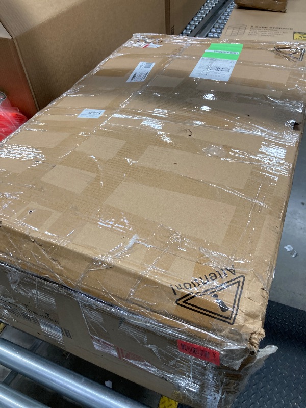 Photo 1 of ***MISSING MIRROR**Ktaxon Makeup Vanity with 4 Drawers&Charging Station, Vanity Table Desk with 3 Color Light, Dressing Table w/ 2 Door Cabinet, White