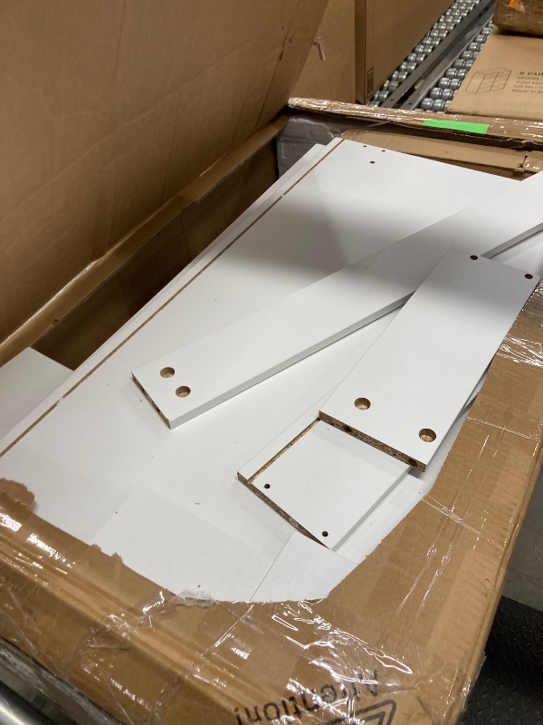 Photo 1 of ***MISSING MIRROR**Ktaxon Makeup Vanity with 4 Drawers&Charging Station, Vanity Table Desk with 3 Color Light, Dressing Table w/ 2 Door Cabinet, White