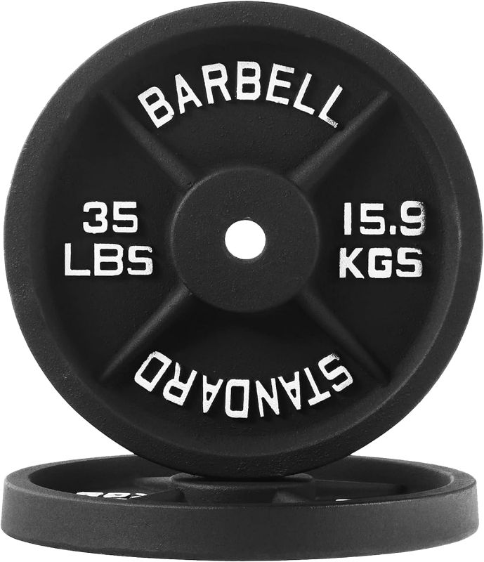 Photo 1 of ***ONLY ONE***Fitvids 1-Inch Standard Cast Iron Weight Plate for Strength Training & Weightlifting, Multiple Sizes 35LB PAIR