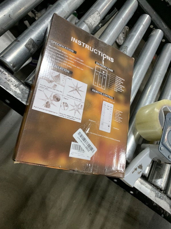 Photo 1 of 2 Pack 26.8 Inch Paper Star Lantern Christmas Decor with Timer, 3D 8 Modes 7-Pointed Star Diwali Hanging Lights, Christmas Decorations Lamp Indoor for Birthday Wedding Party (Champagne)